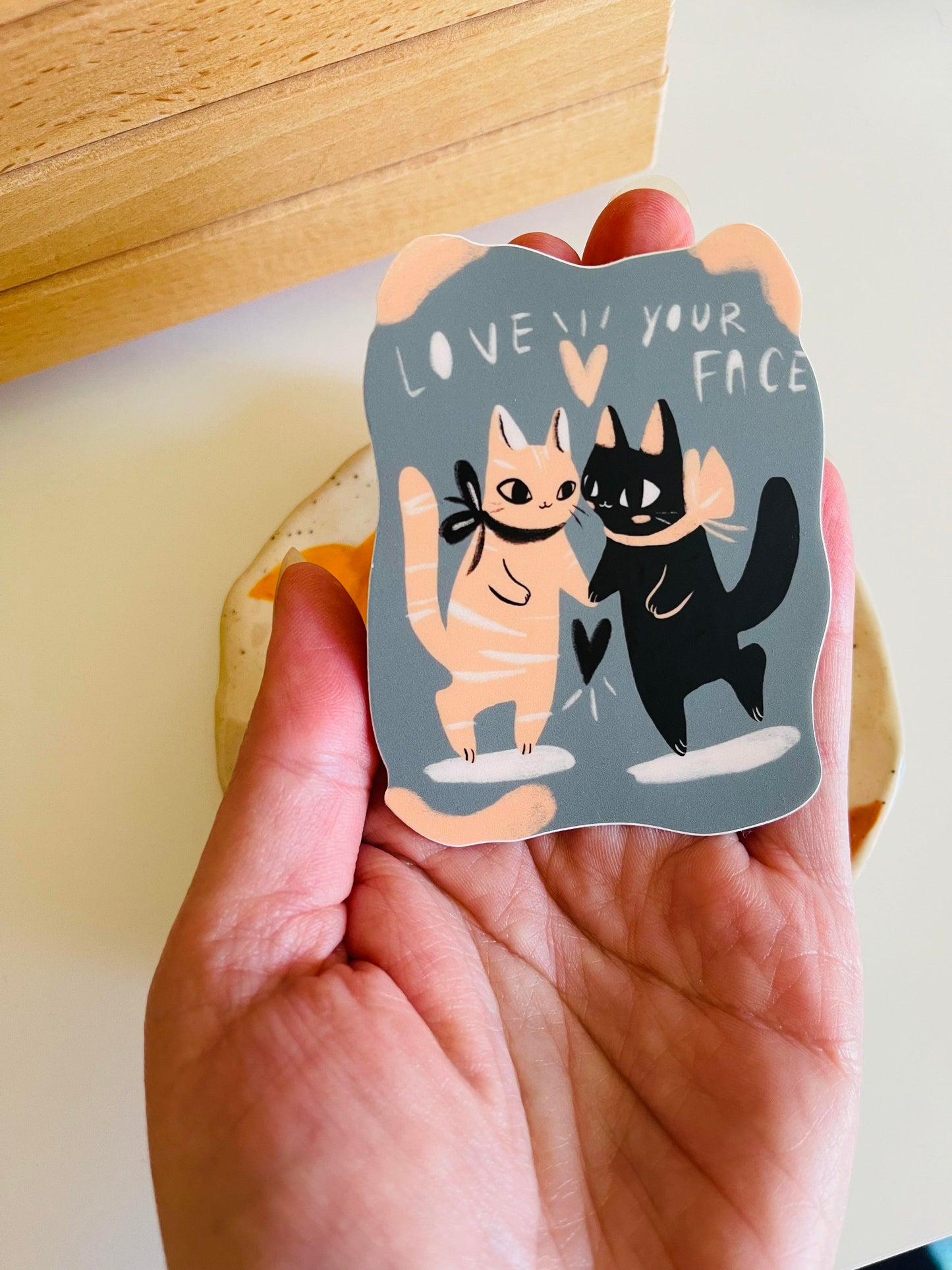 love your face cat friends waterproof vinyl sticker