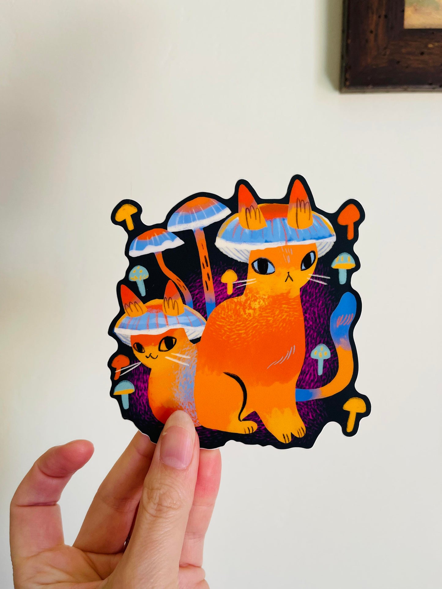 Big Mushroom cat vinyl waterproof sticker