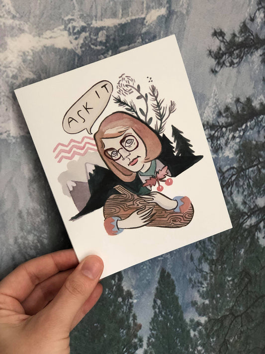 Log Lady Quirky Blank Card