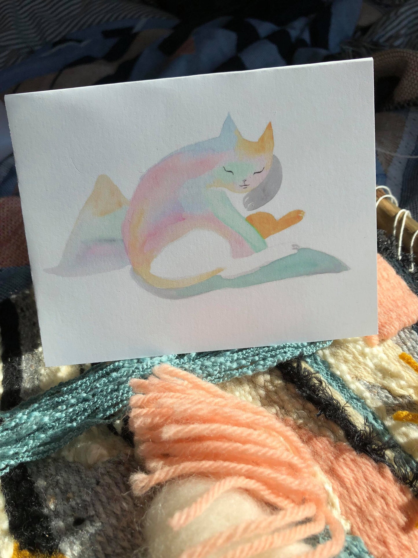 mountain crystal cat greeting card