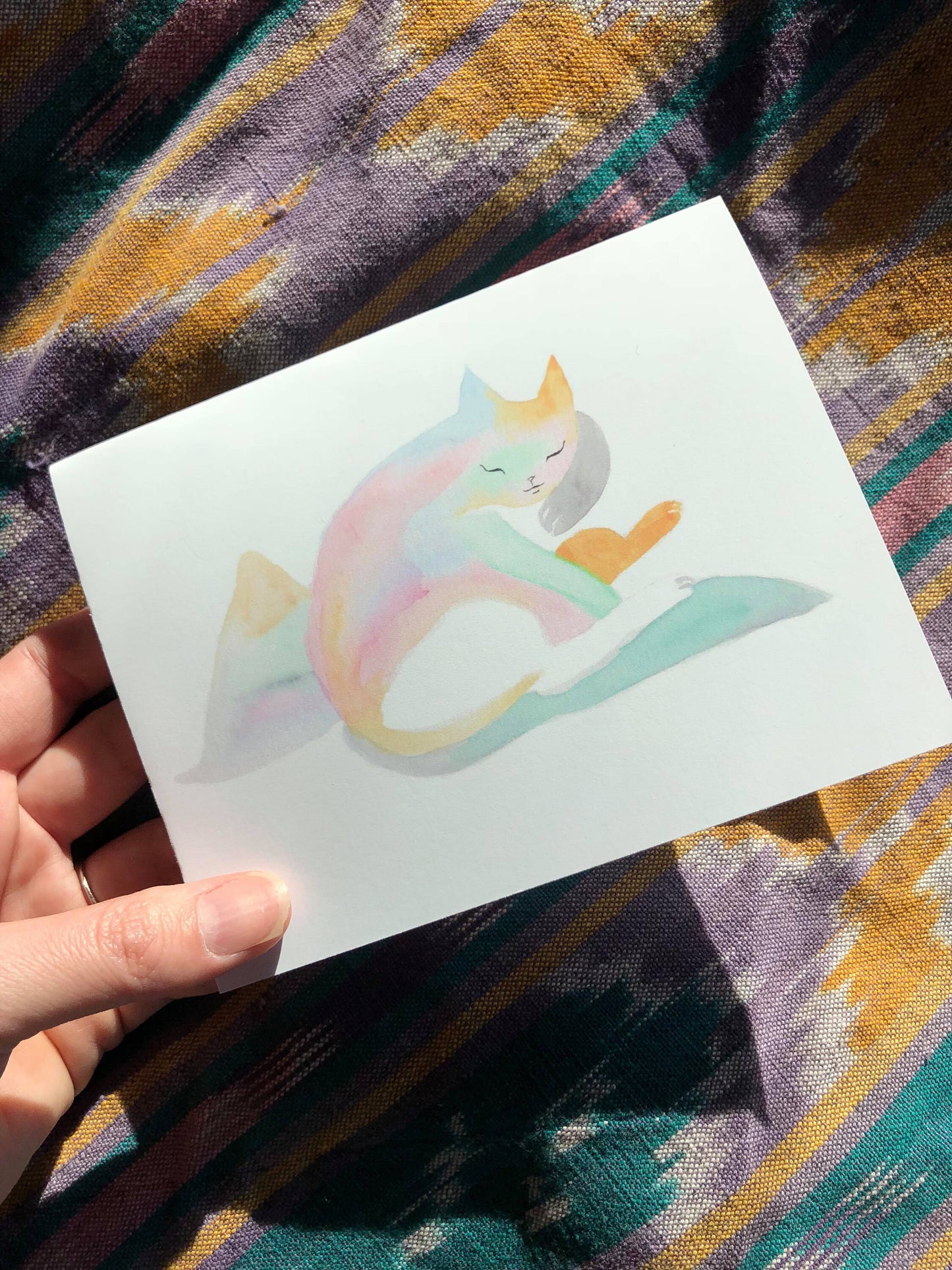 mountain crystal cat greeting card