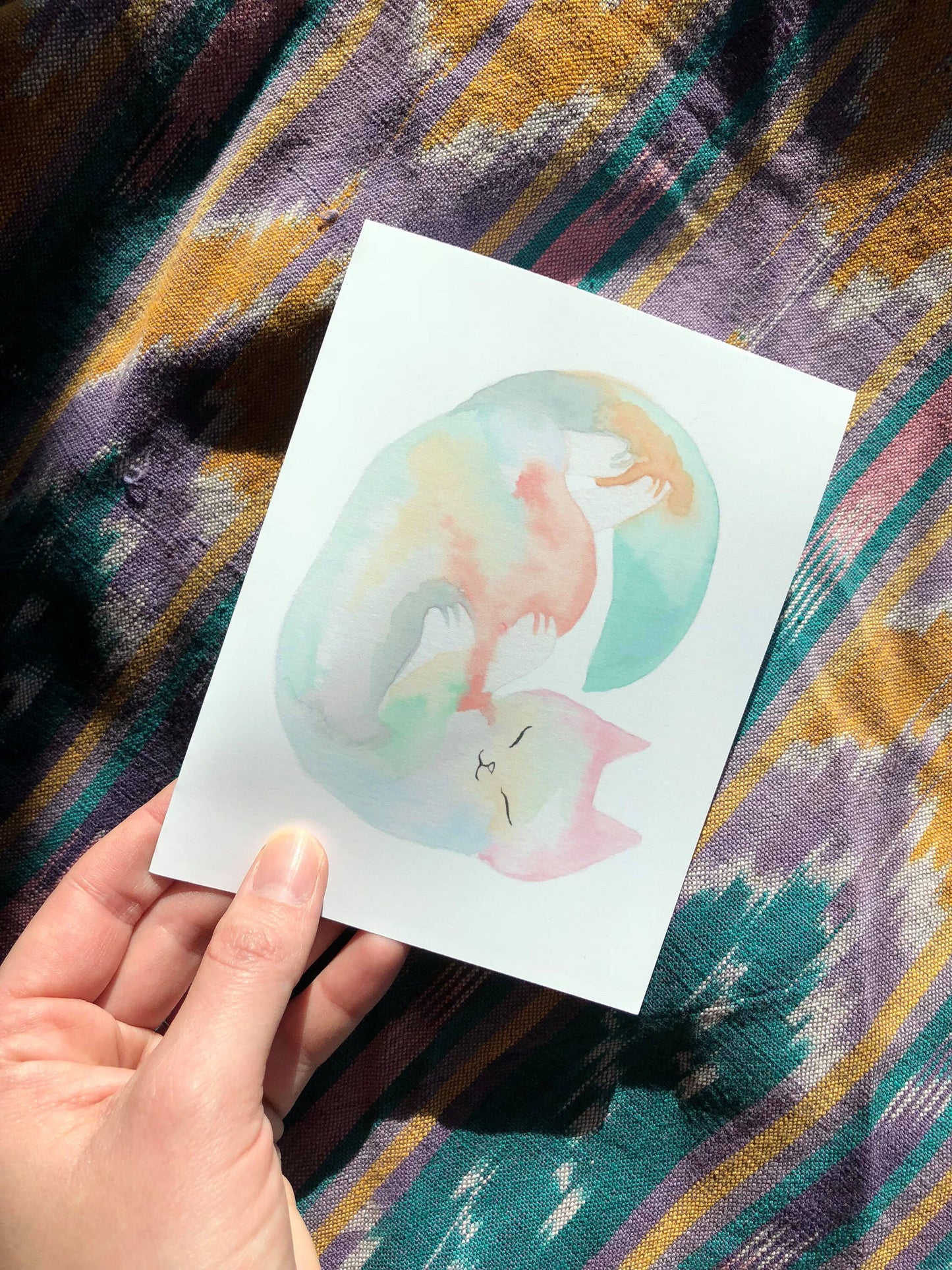 upside down crystal cat blank card