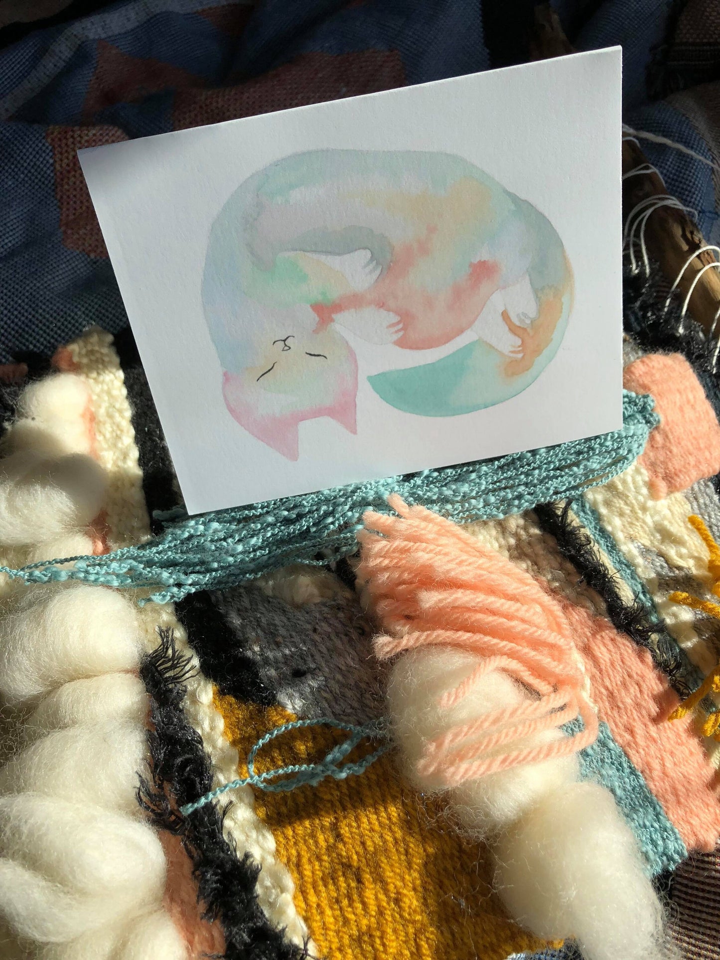 upside down crystal cat blank card