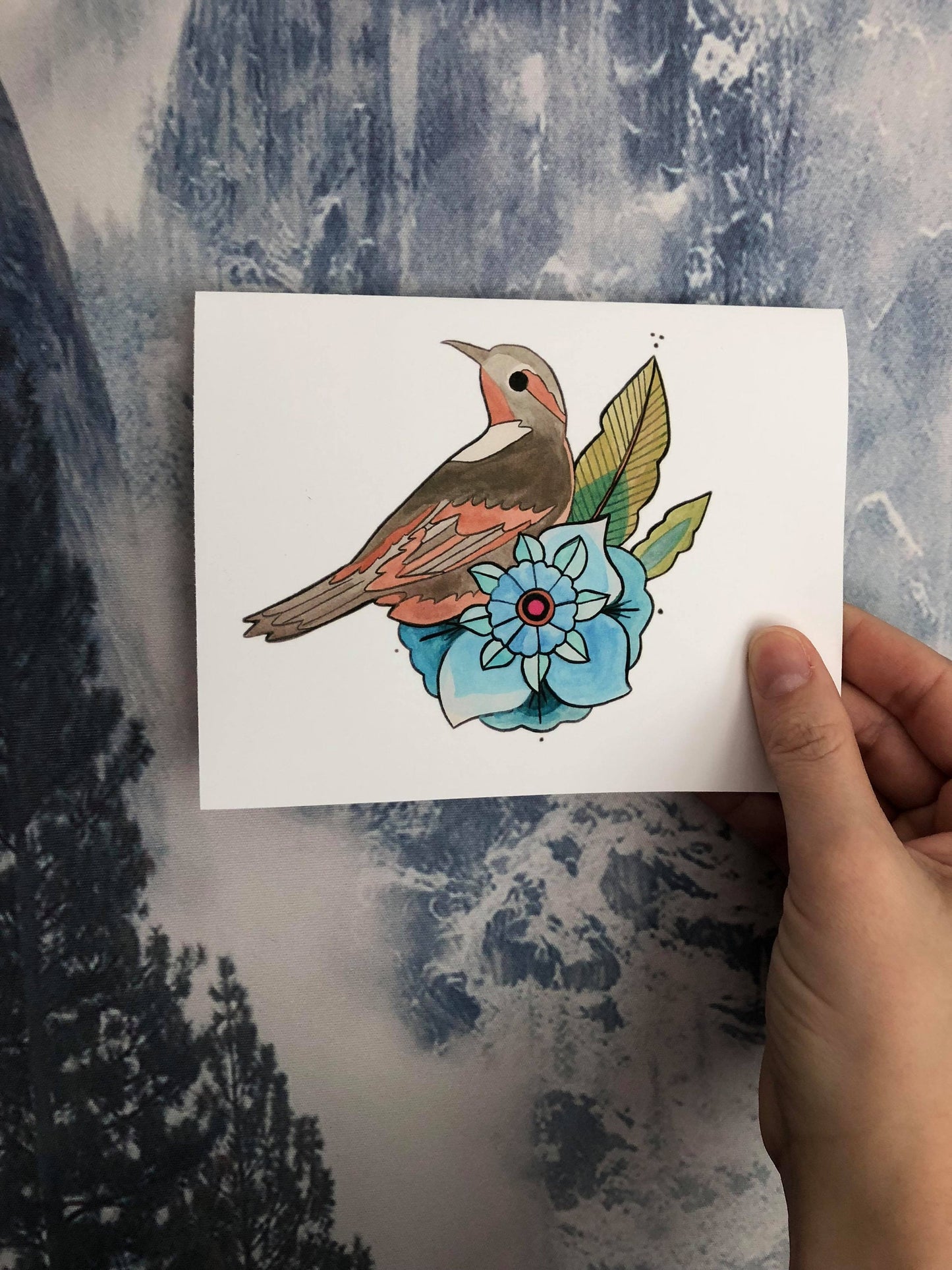 Blue Rose Twin Peaks themed greeting card