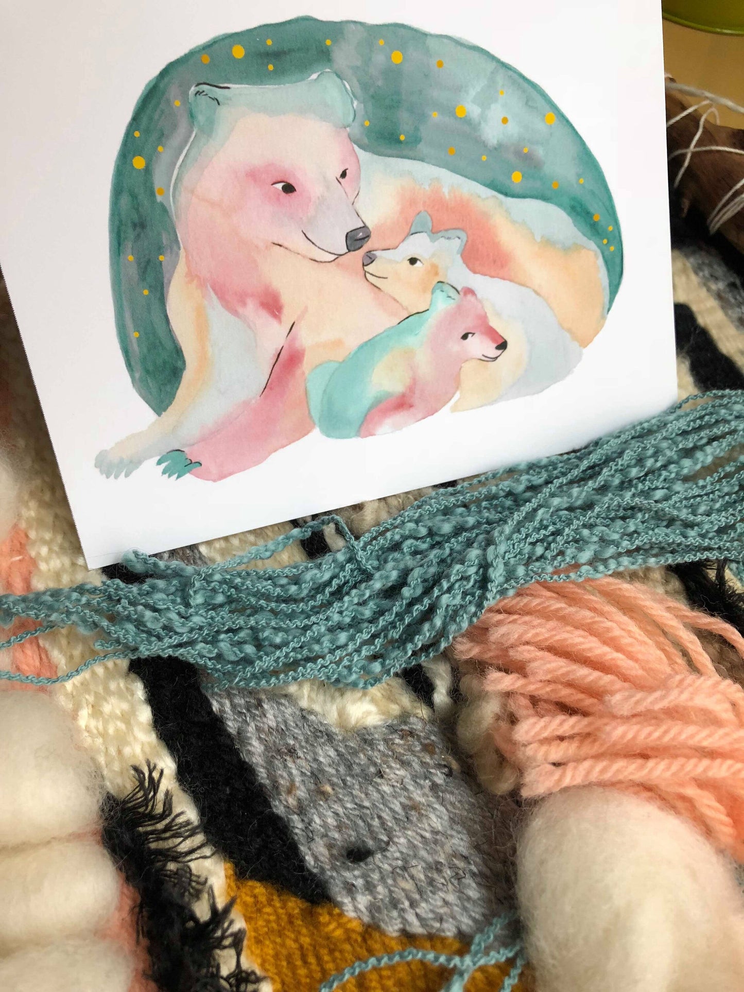 Mama bear and cubs blank card mothers day card