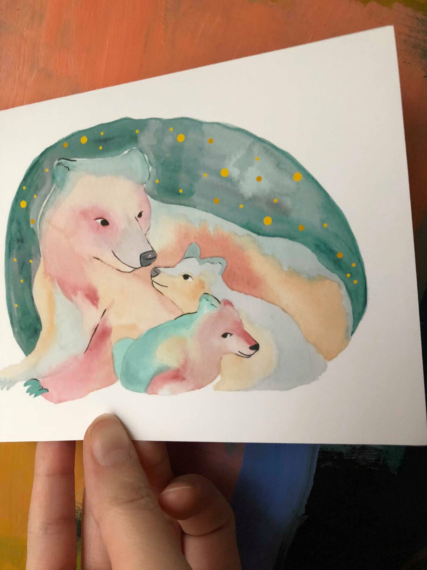 Mama bear and cubs blank card mothers day card