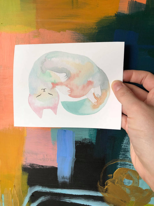 upside down crystal cat blank card