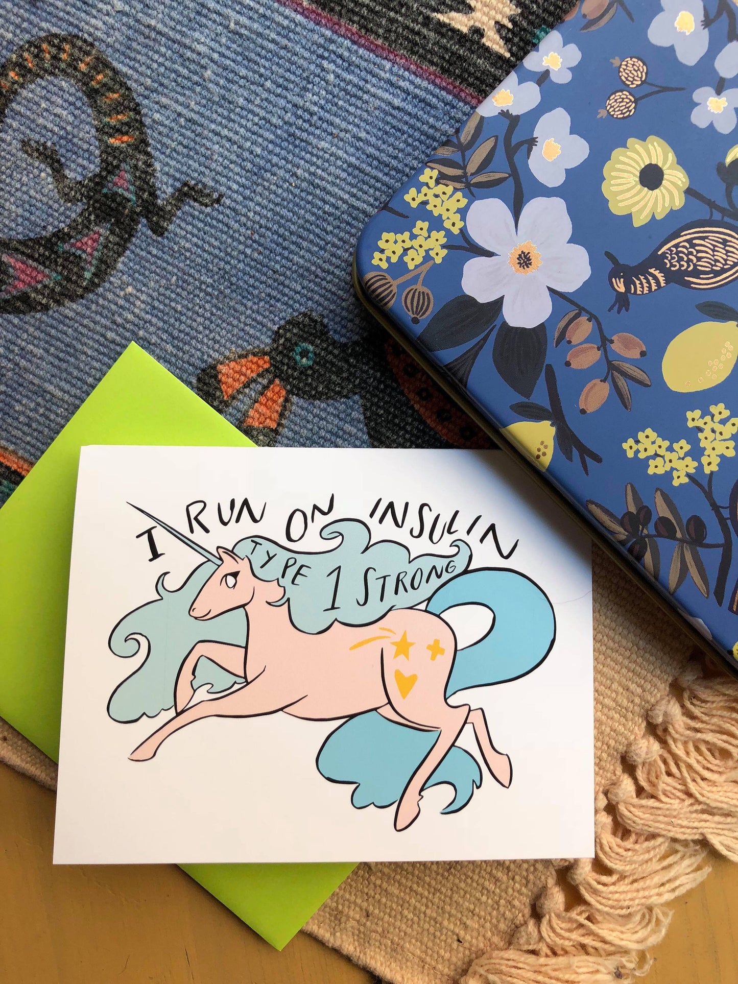 I run on insulin unicorn blank card
