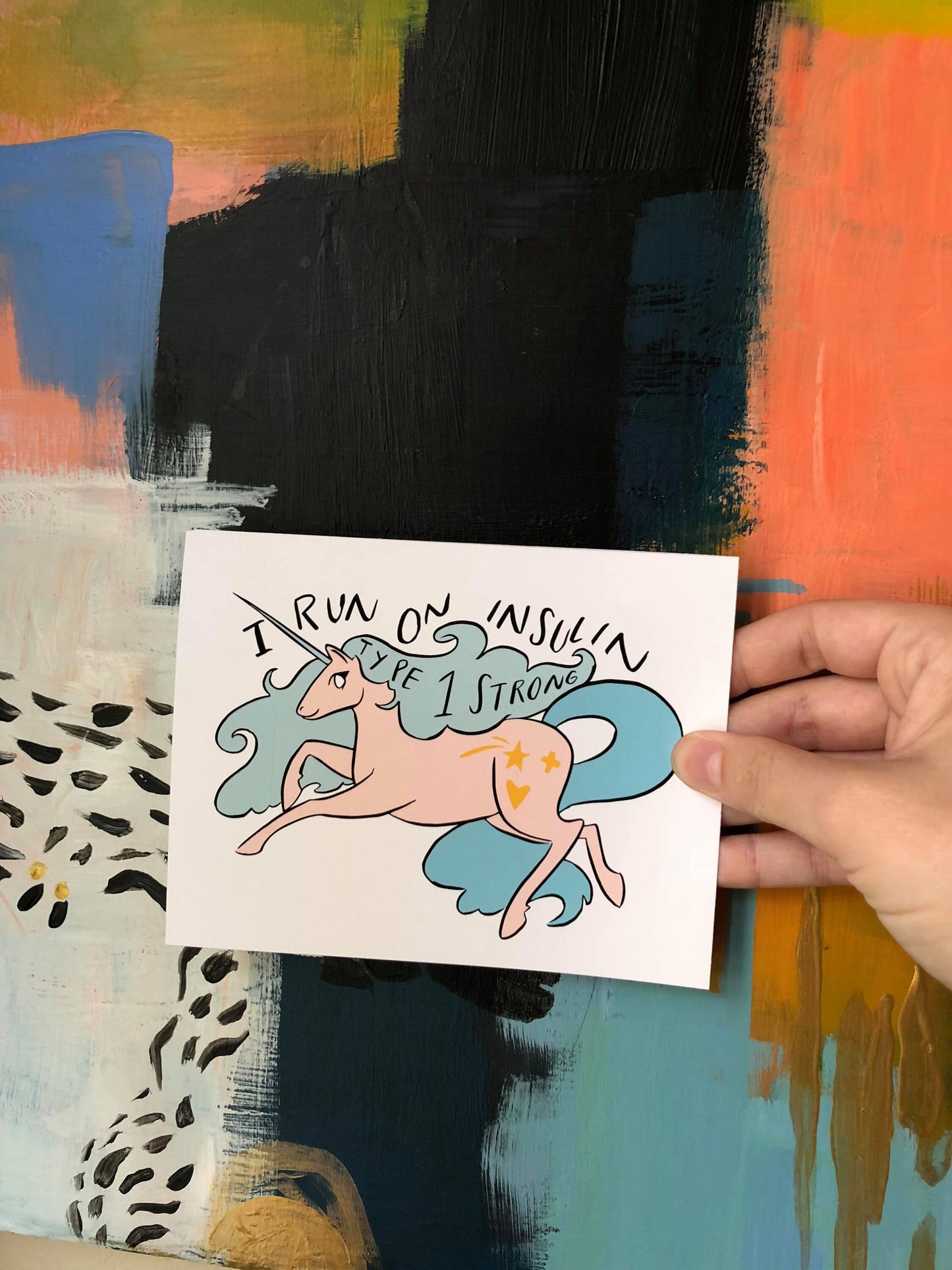 I run on insulin unicorn blank card