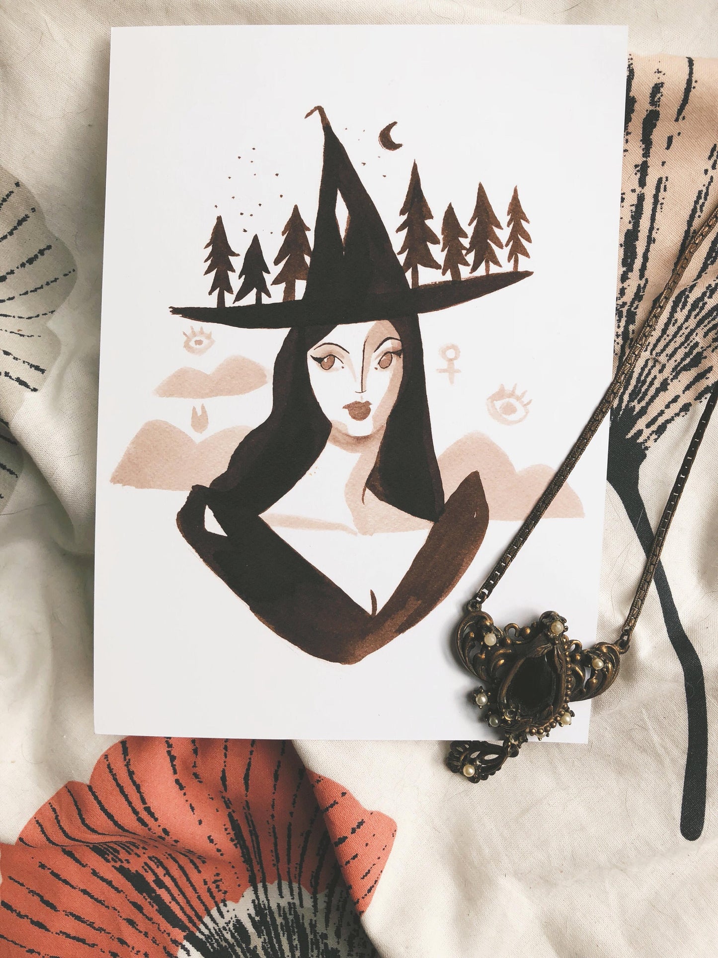 Dark Forest Witch large 5X7 postcard