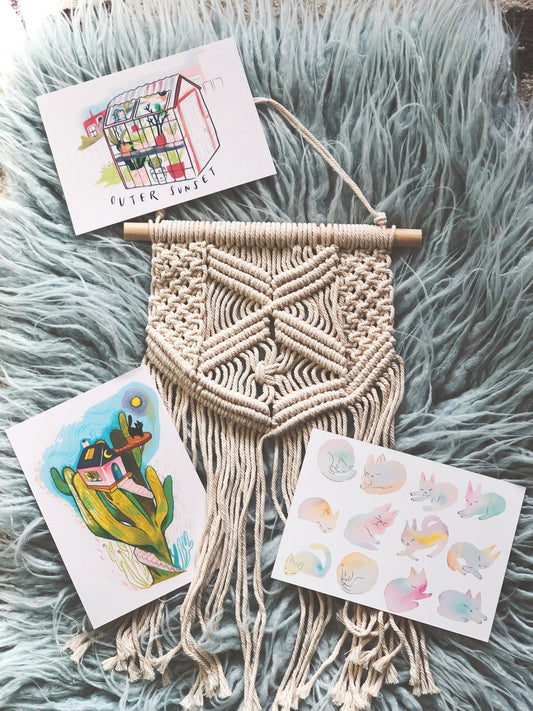 Tiny house mini prints series and many cats print