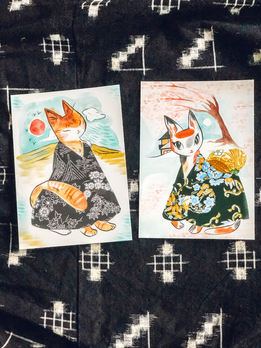 Yuzuki and Yoko 5x7  mini cat prints