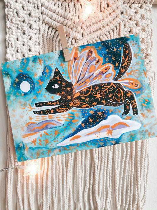 Luna cat moth mini print series 2