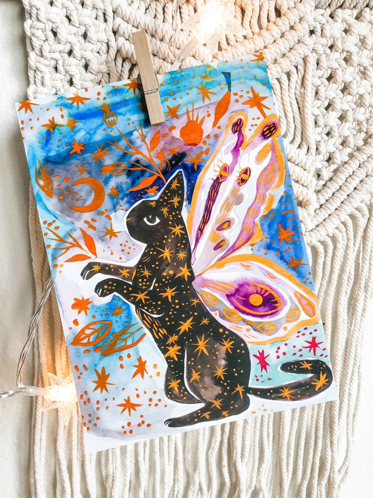 Luna cat moth mini print series 2