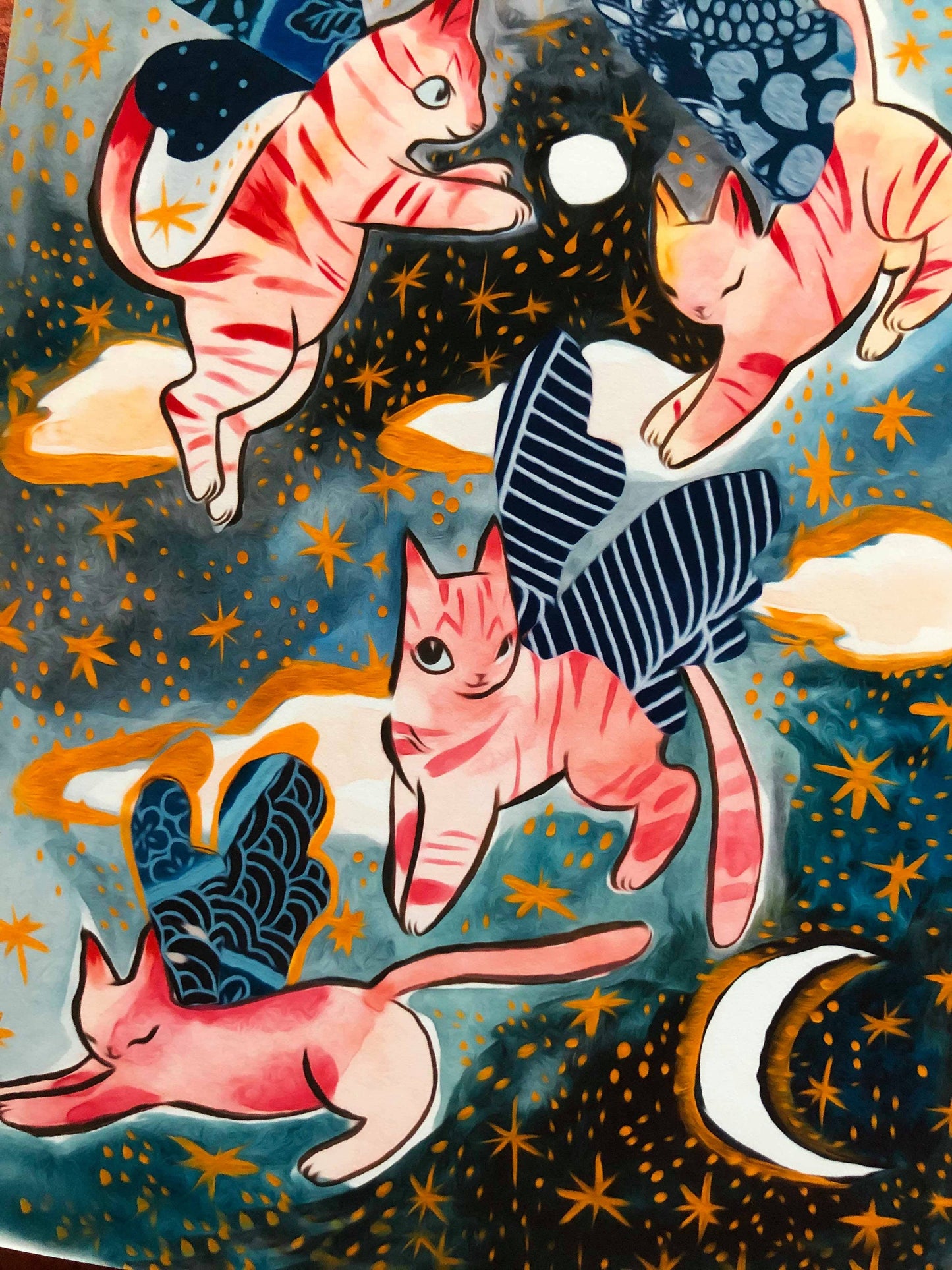 flutter cats 5x7 mini print