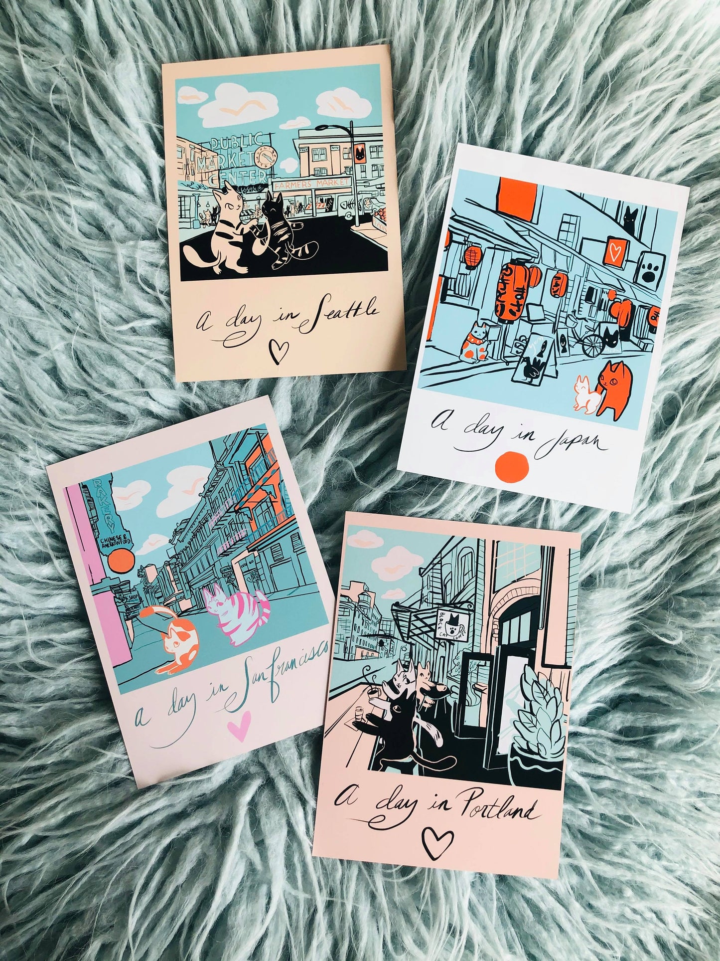 A day in city cats 5x7 mini prints