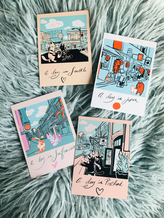 A day in city cats 5x7 mini prints