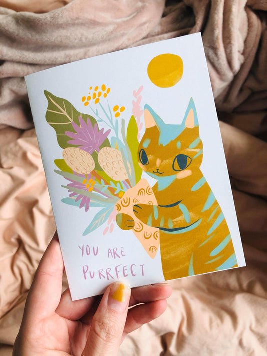 You are purrrrfect blank greeting card