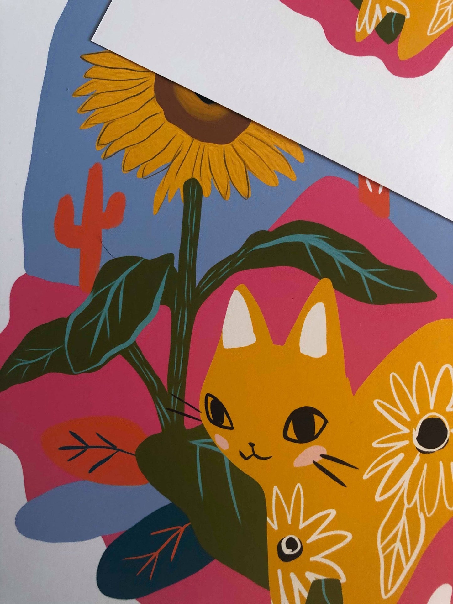 sunflower and peony cat 8x10 matte high quality prints