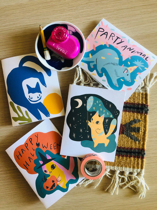 cats and creatures greeting card series