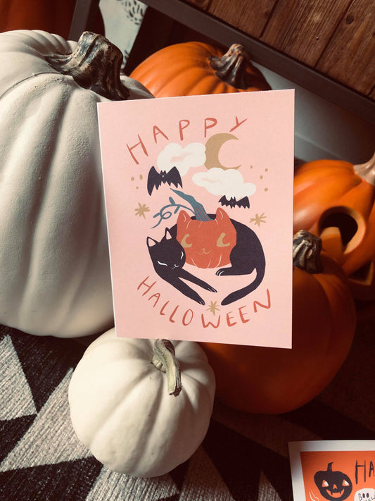 the pastel halloween blank greeting card