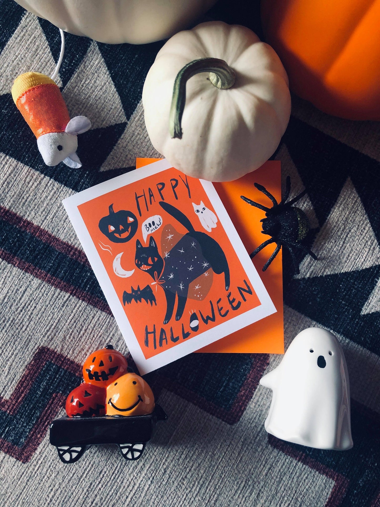 the spooky cat happy halloween blank greeting card