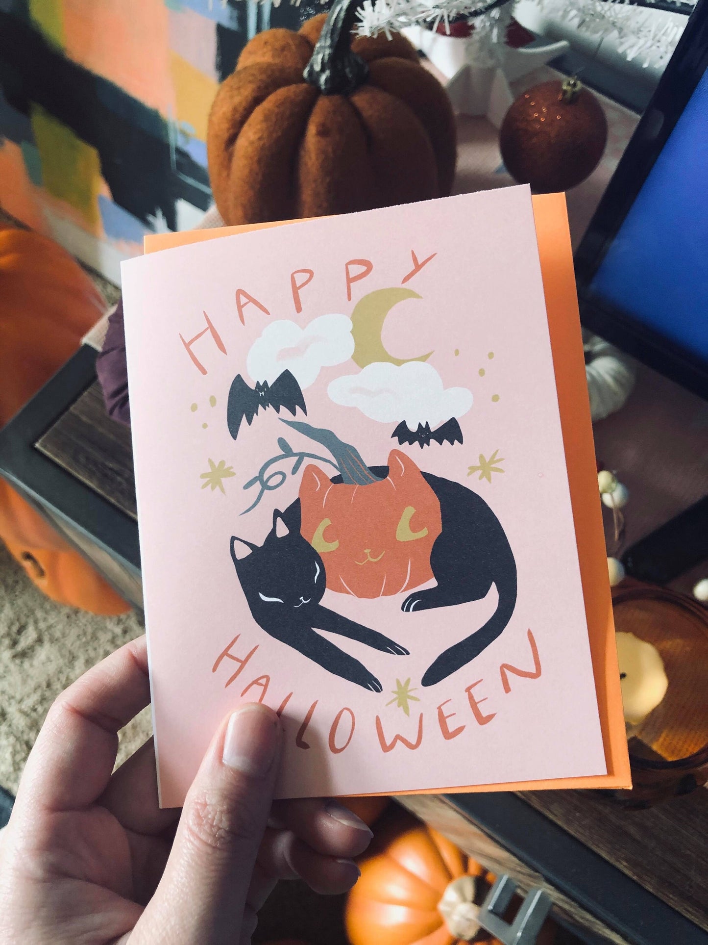 the pastel halloween blank greeting card
