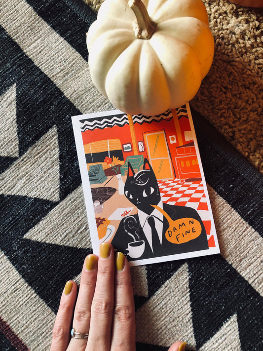 agent dale cooper cat blank greeting card