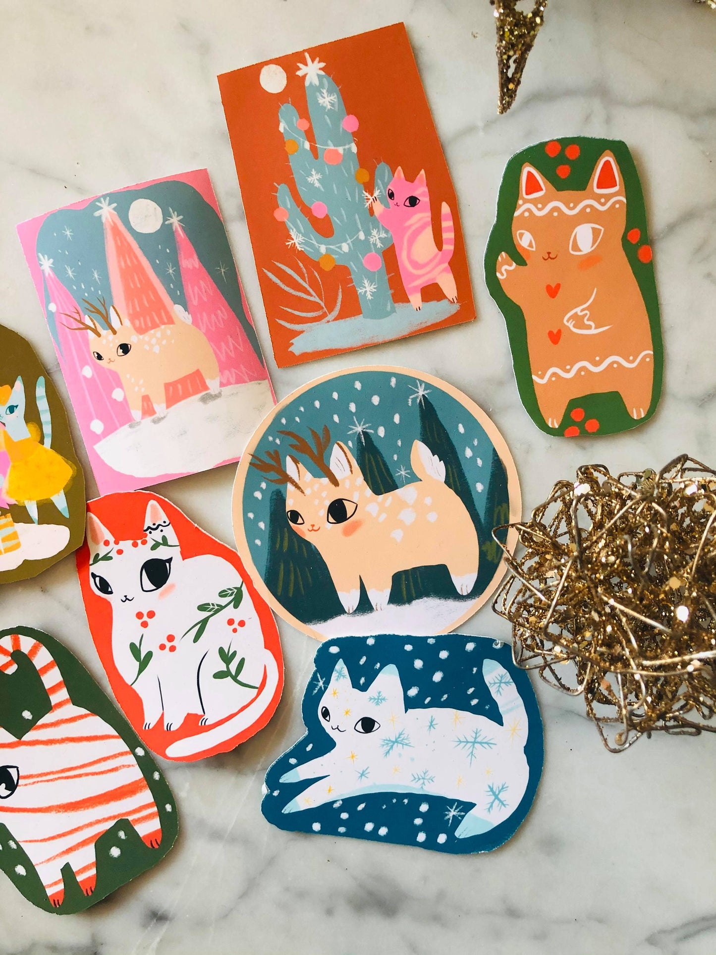 holiday christmas cat sticker series