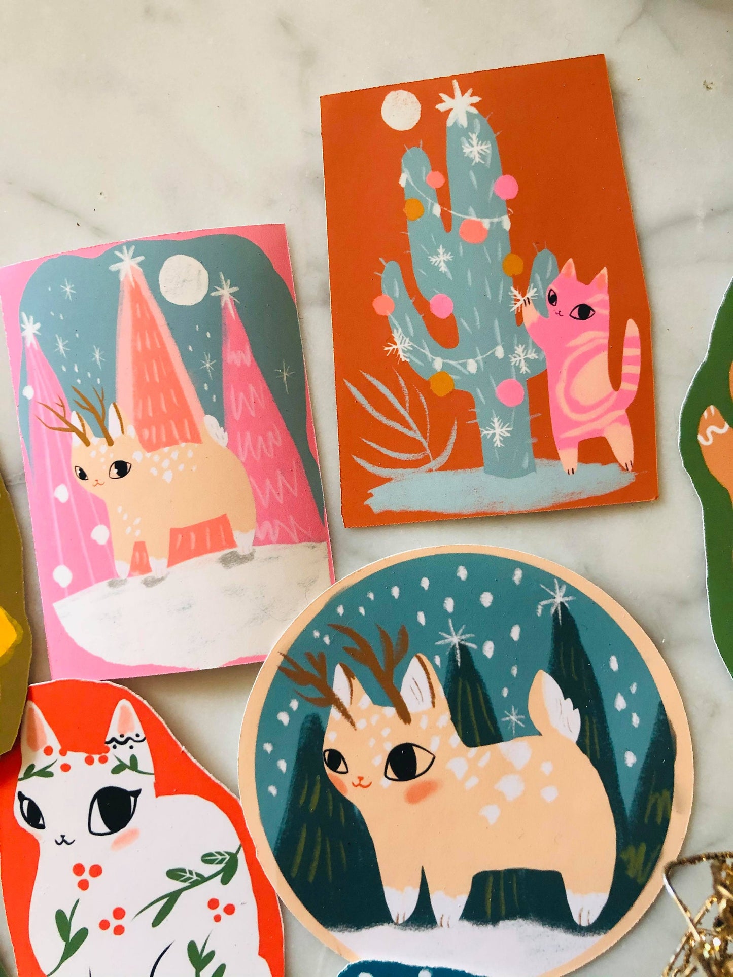 holiday christmas cat sticker series