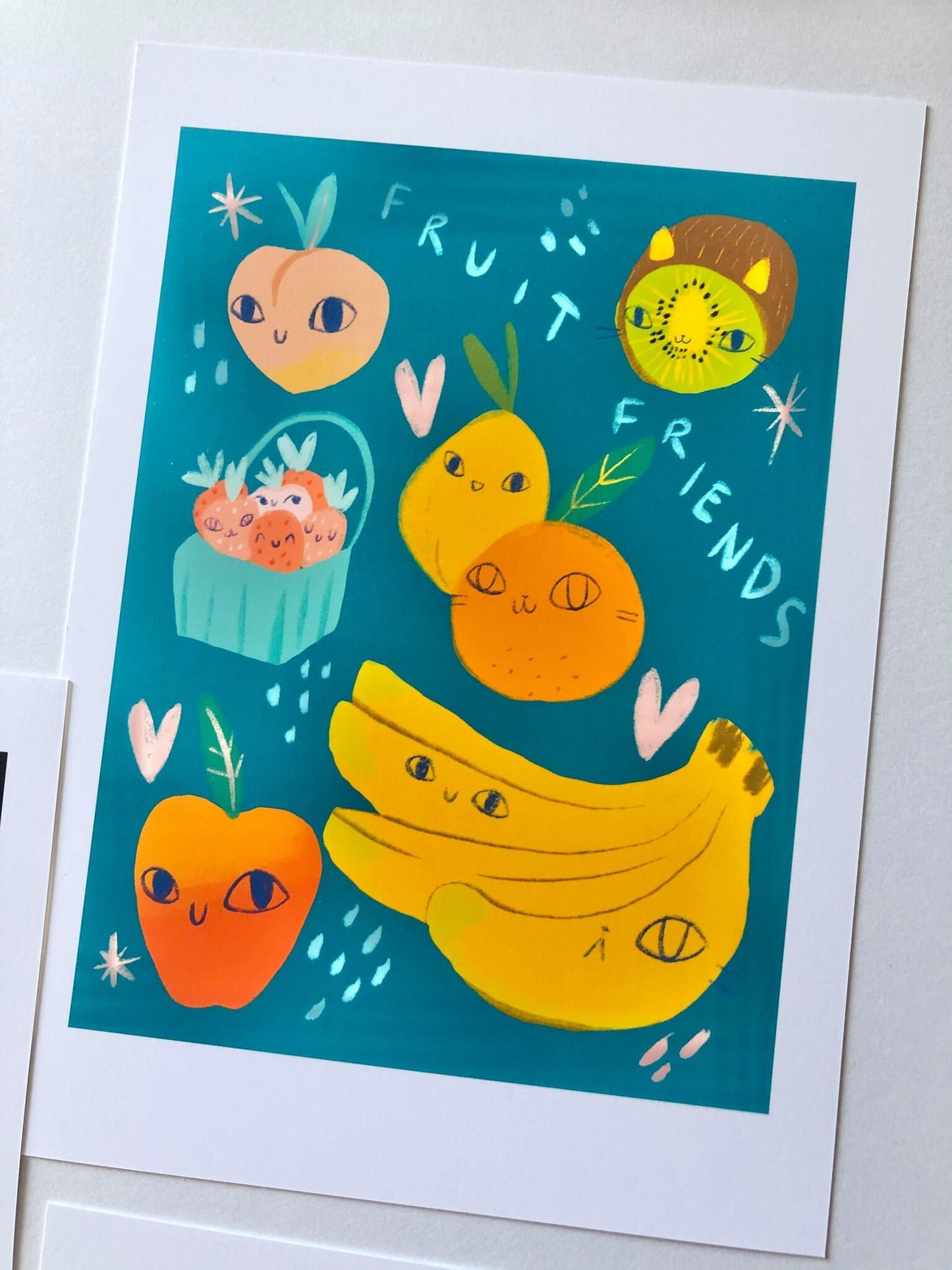 the brightly colored 5x7 cat themed prints