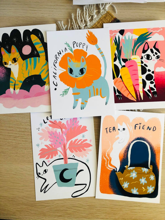 colorful cats mini print series