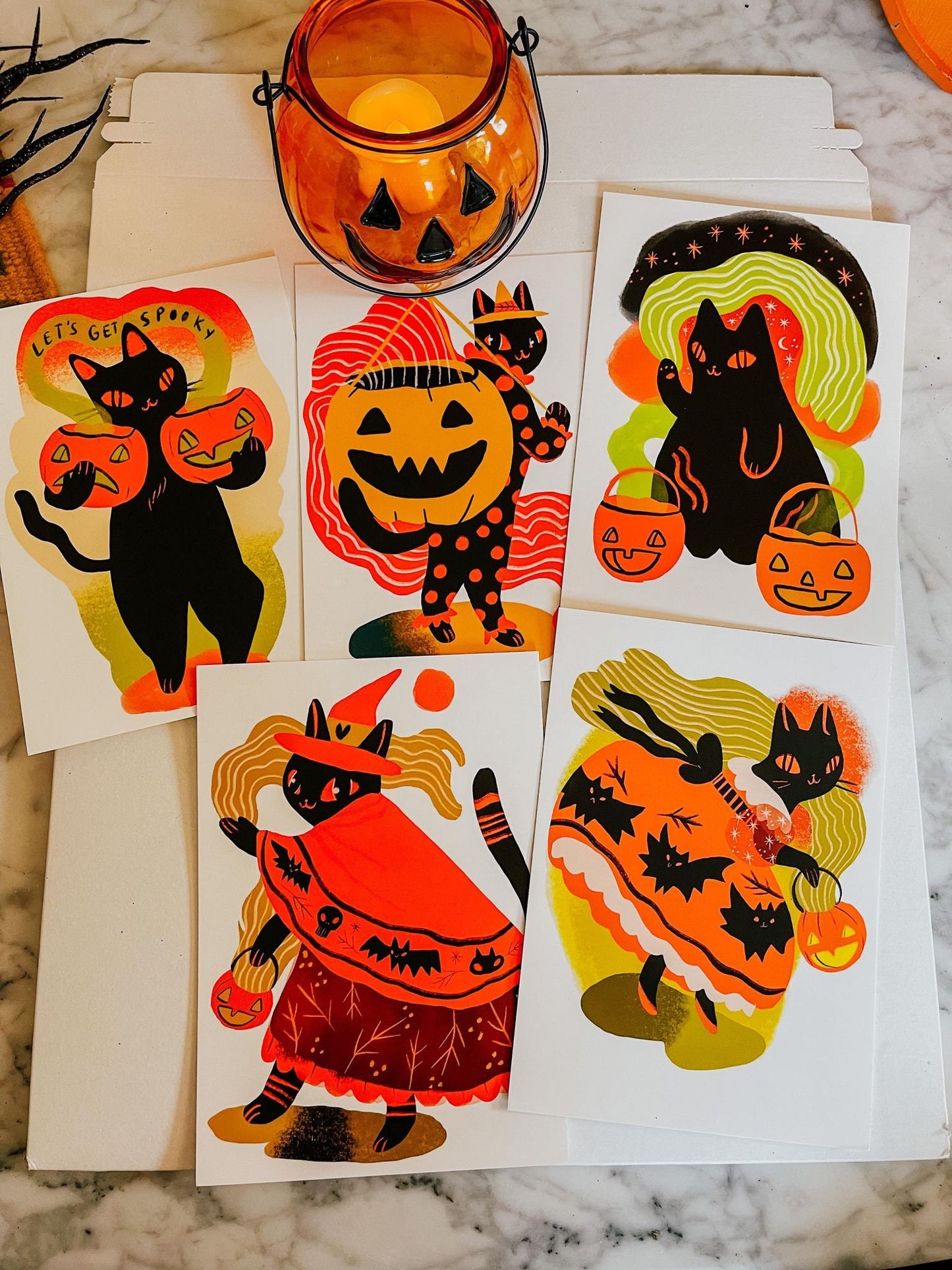 the vintage cat halloween 5x7 prints