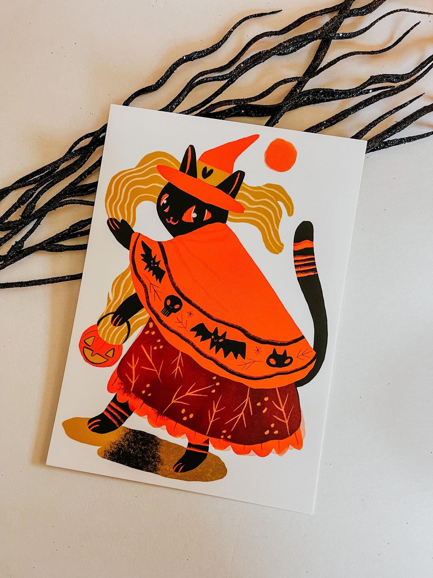 the vintage cat halloween 5x7 prints