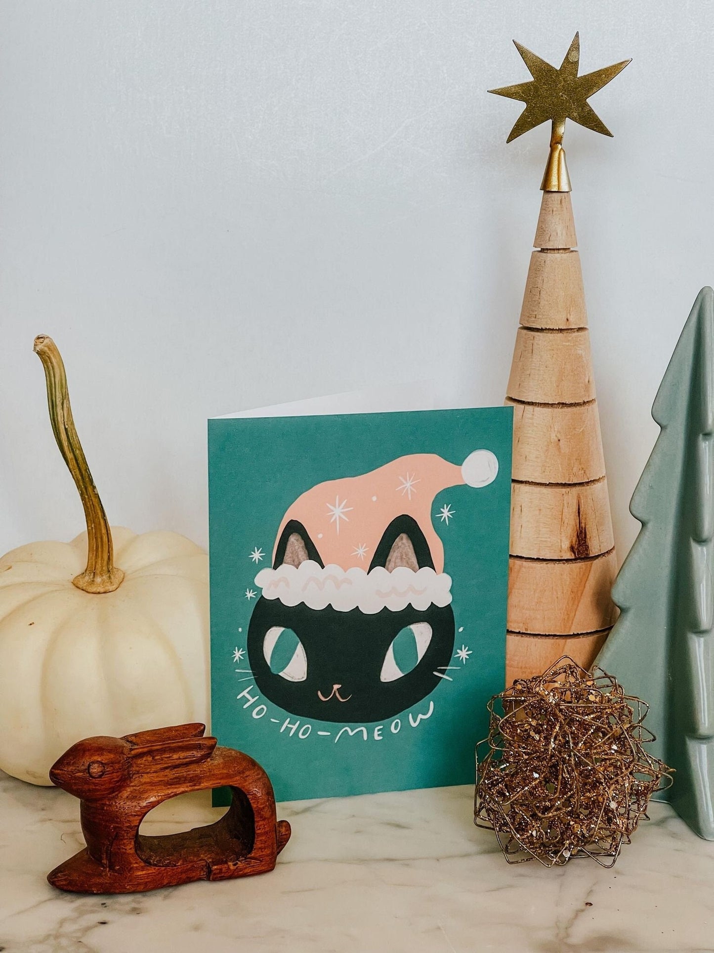 ho-ho-meow blank greeting card