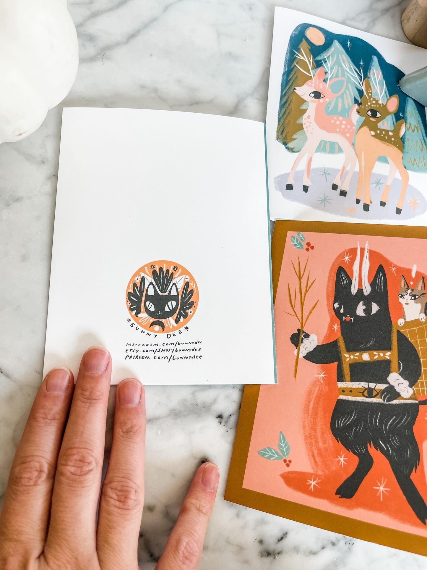 the krampuss cat blank holiday greeting card!