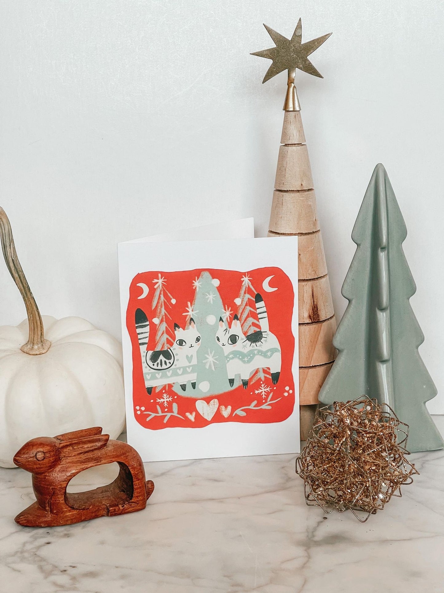 the nordic cat friends blank cat holiday card!