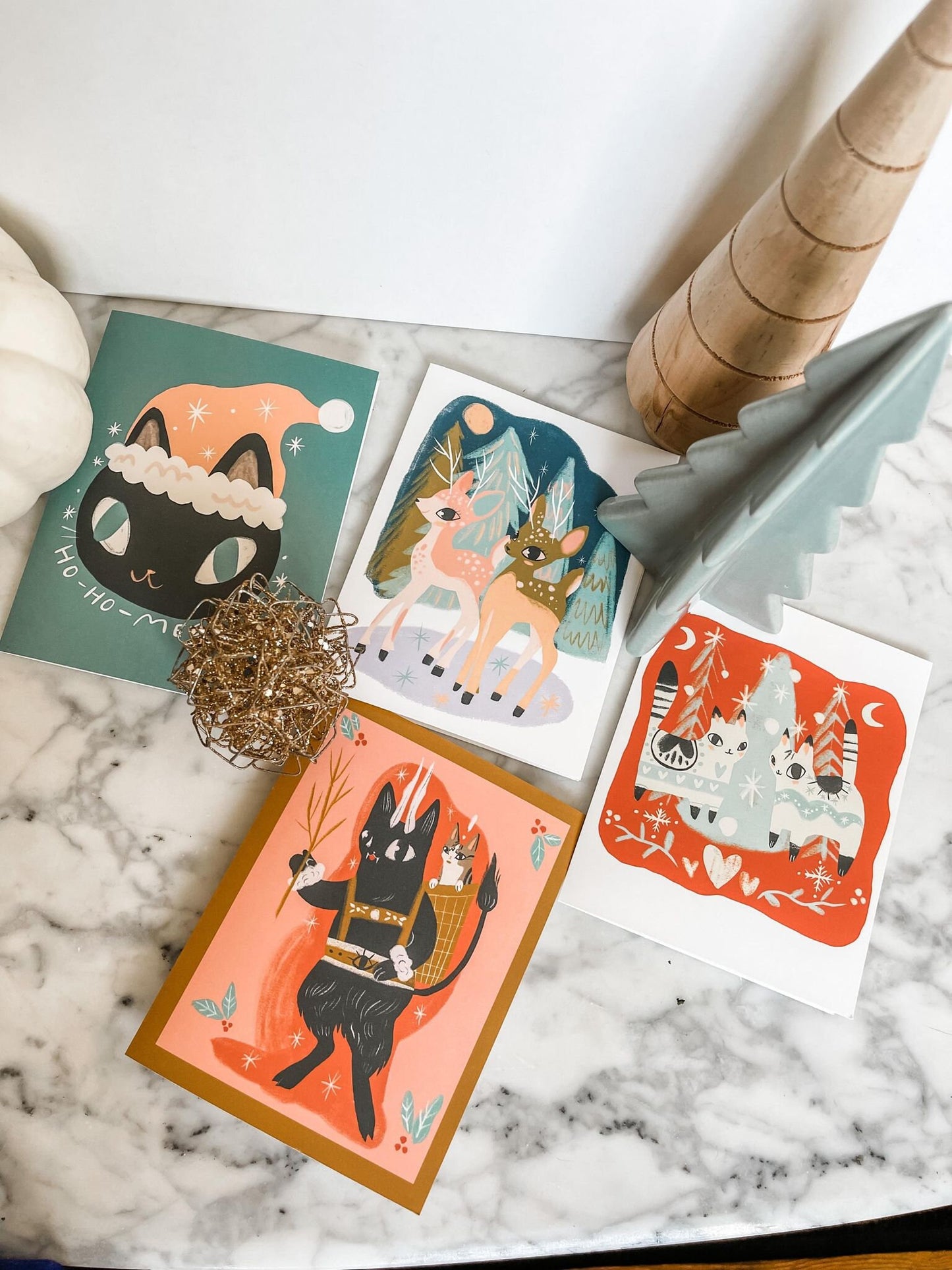 the nordic cat friends blank cat holiday card!