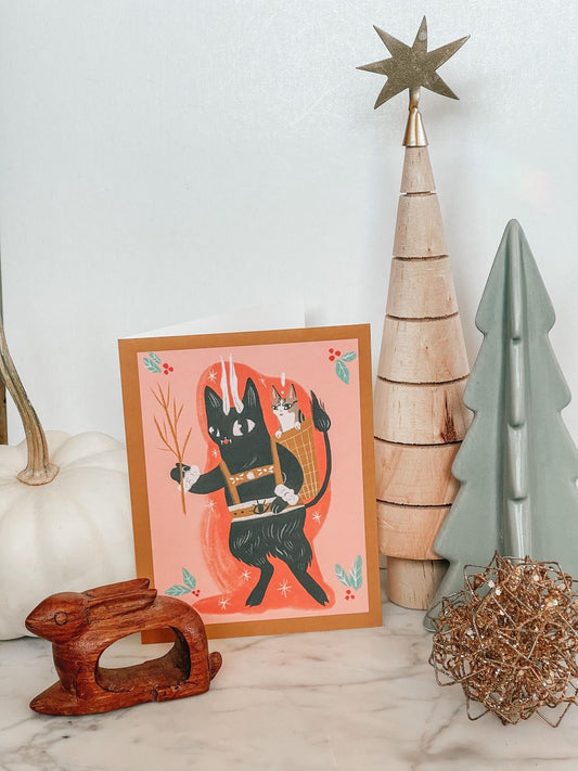 the krampuss cat blank holiday greeting card!