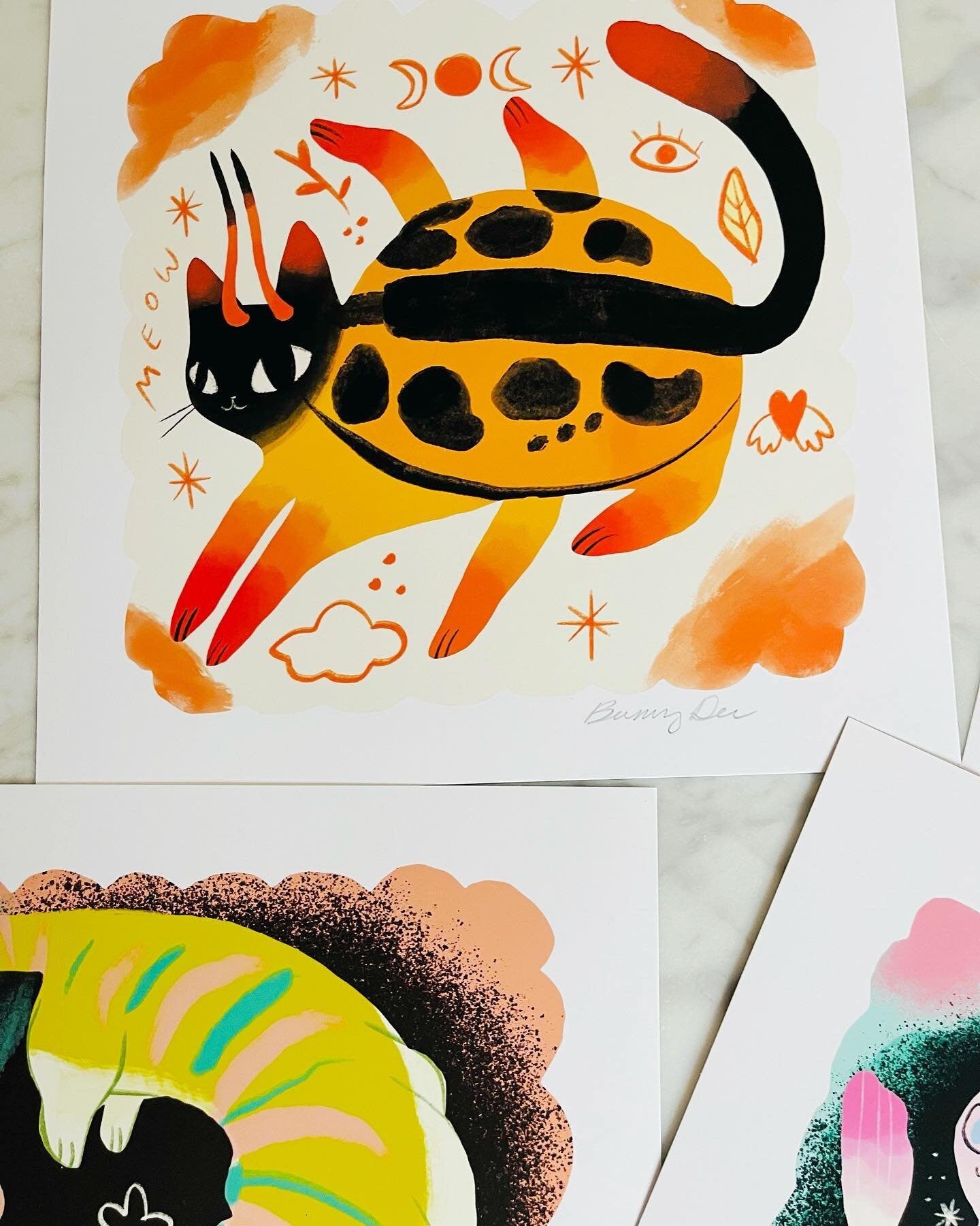 orange beetle cat 8x8 high quality matte paper print