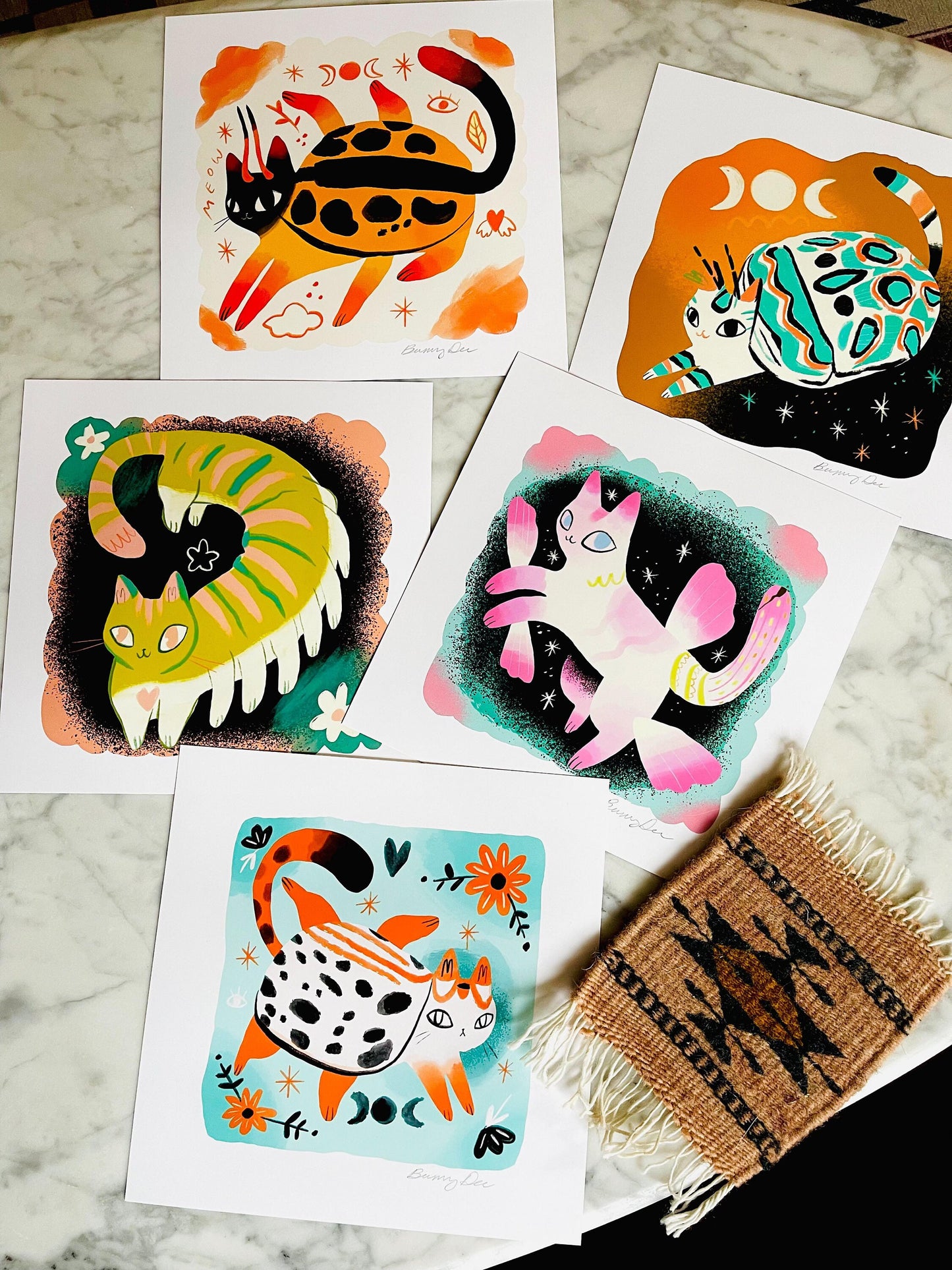 orange beetle cat 8x8 high quality matte paper print