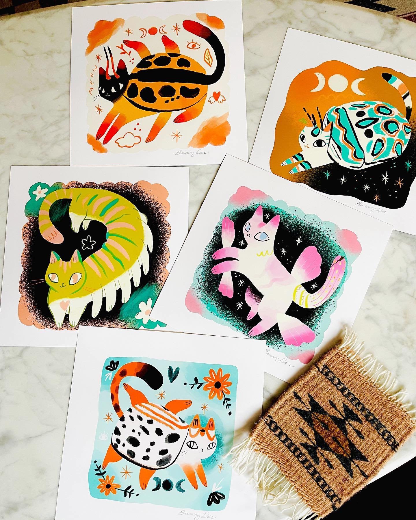 orchid mantis cat 8x8 matte paper print