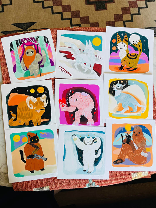 the space creatures 8x8 prints