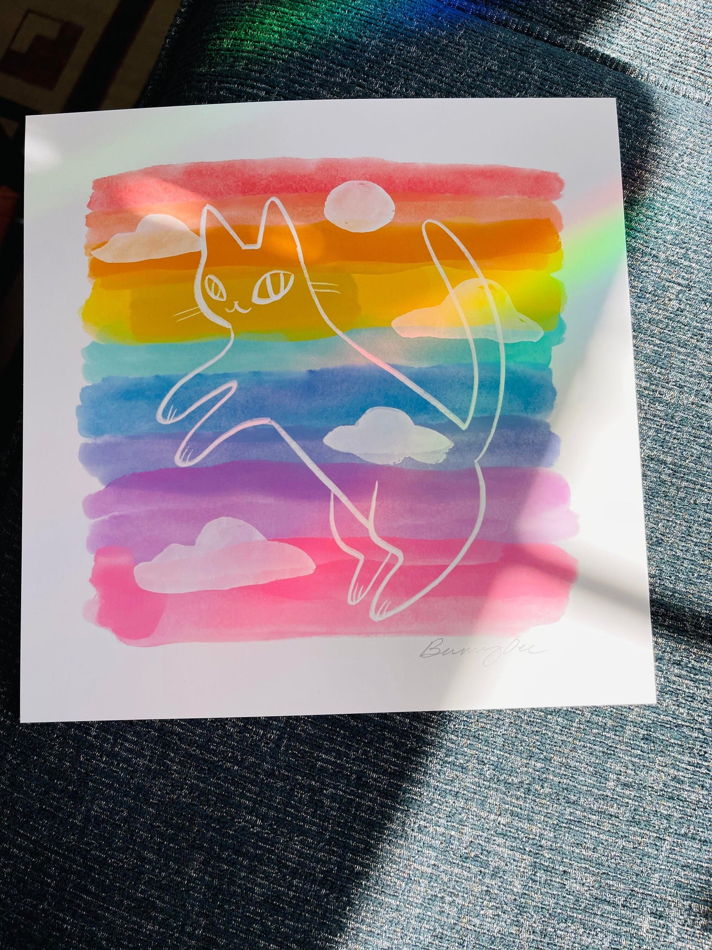 The rainbow cat 8x8 inch prints