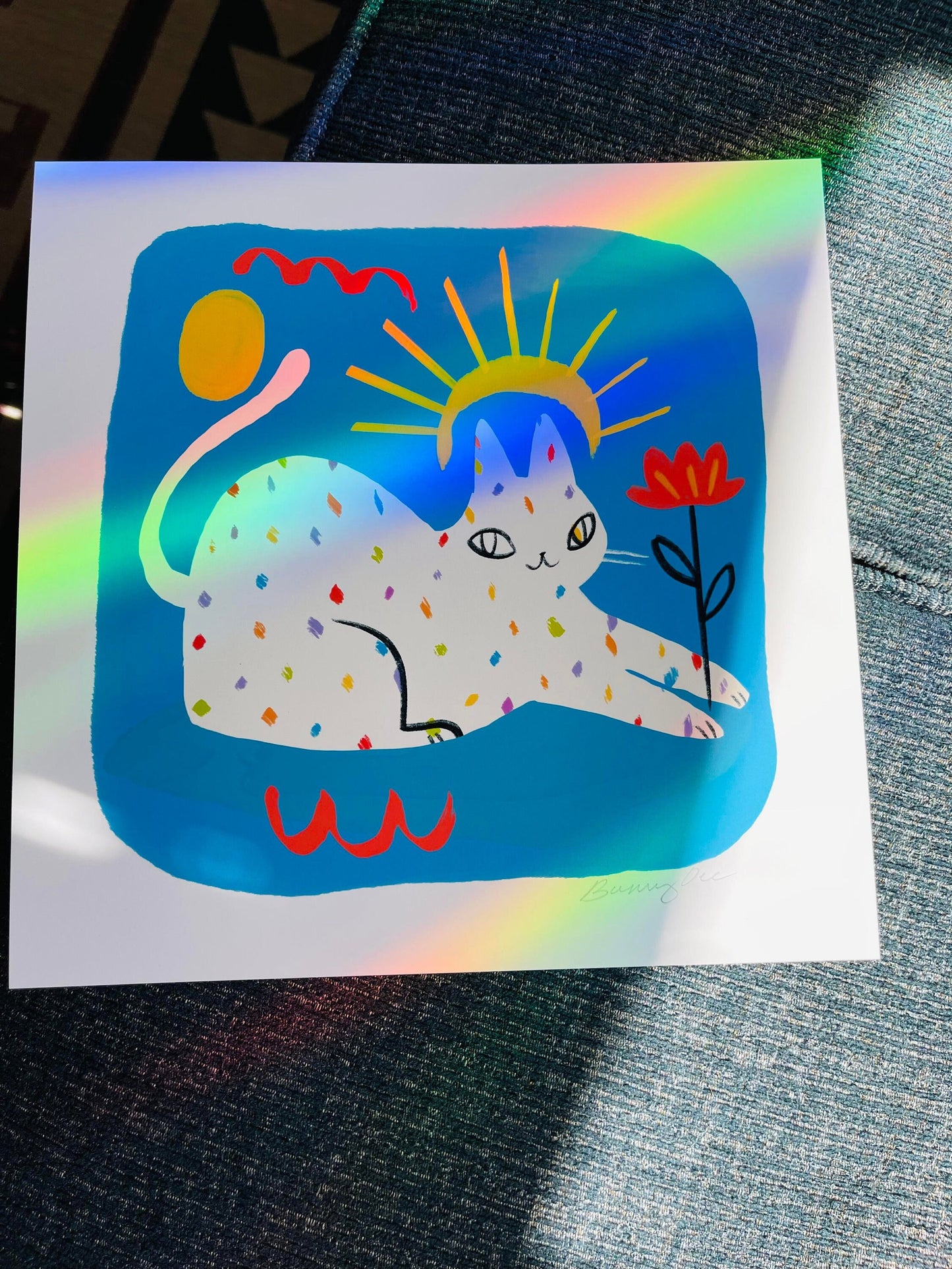 The rainbow cat 8x8 inch prints