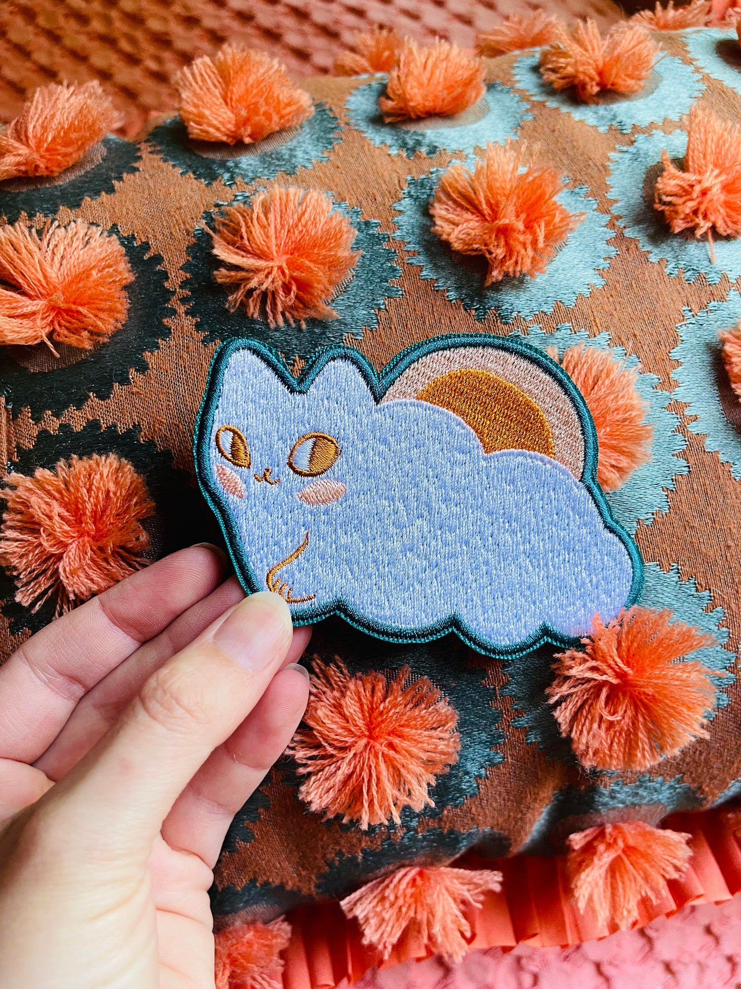 the sunset cloud cat iron on patch