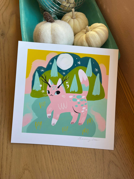 magic holiday reindeer cat print 8x8