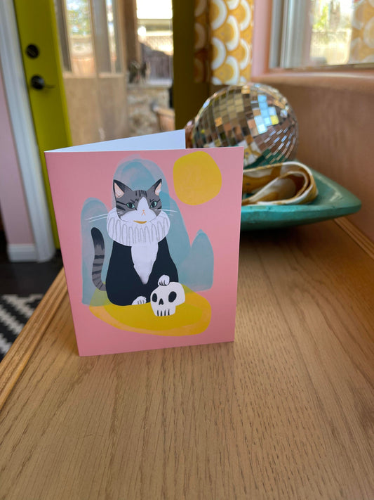 the shakespurr shakepseare cat blank greeting card