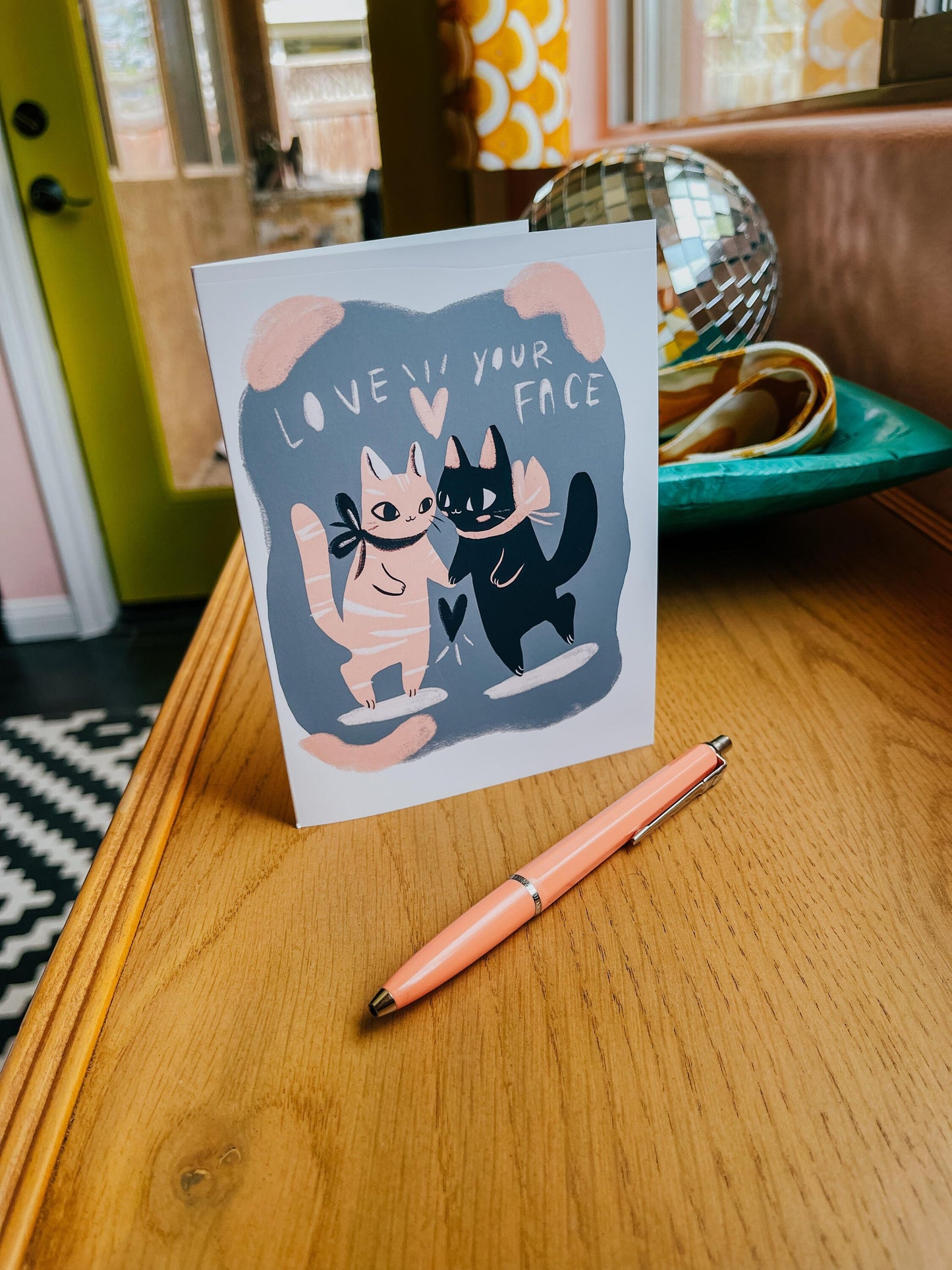 love your face cats blank greeting card