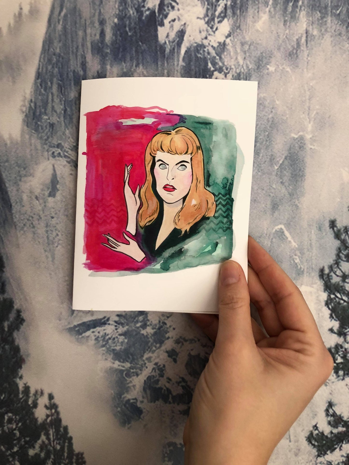 Meanwhile Laura Palmer watercolor blank card